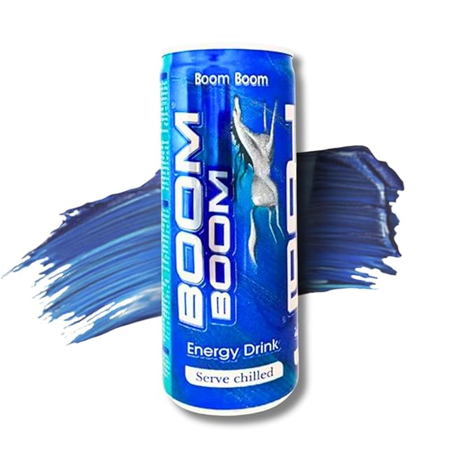 Boom Boom Energy Drink 250ml – Natural Ingredients for Instant Energy Boost – Refreshing Carbonated Beverage – Serve Chilled – 24-Pack