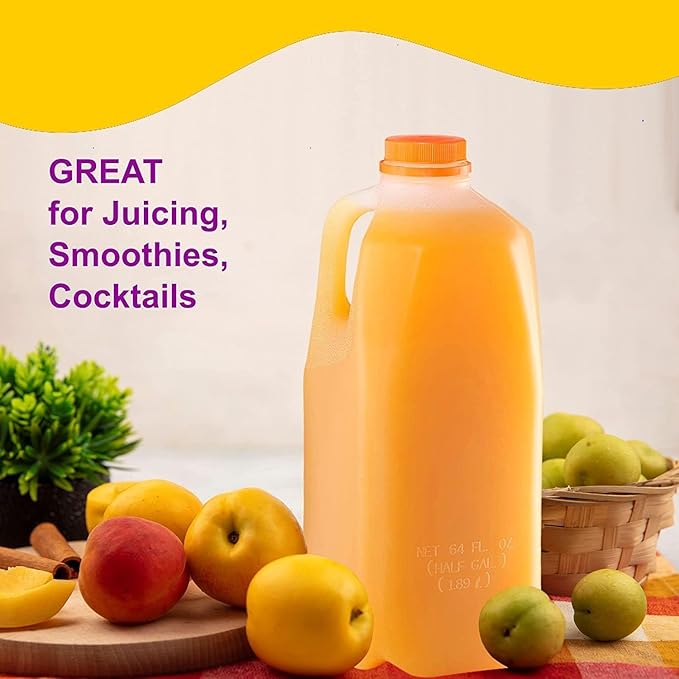 64 Oz Jugs Bottles (Pack Of 20 x 64 Oz Ea) With White Tamper Evident Screw Caps – Great for Homemade Juices Milk Smoothies Tea and Other Beverages - Food Grade BPA Free