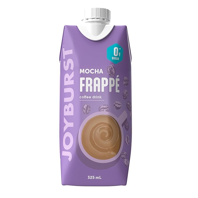 Joyburst Sugar Free Coffee Frappe Mocha Flavor Cold Coffee Drink 0g Sugar 3g Carbs 50 Calories 9g Protein Ready-to-Drink Beverage Non-GMO 12 x 325 mL Pack