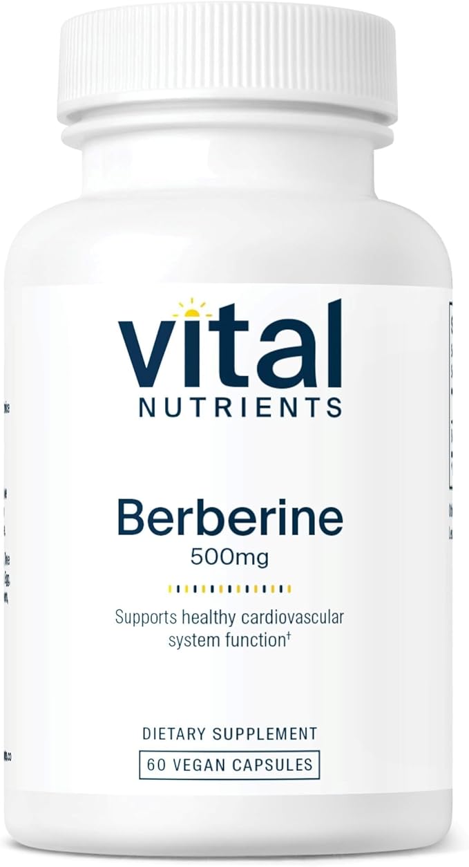 Vital Nutrients Berberine -Supports Bowel Function and Normal Triglyceride Levels -Vegan Supplement- Gluten Dairy and Soy Free -500 mg -60 Capsule
