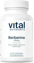 Vital Nutrients Berberine -Supports Bowel Function and Normal Triglyceride Levels -Vegan Supplement- Gluten Dairy and Soy Free -500 mg -60 Capsule