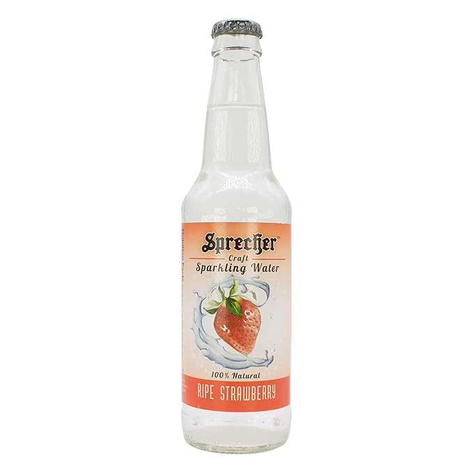 Sprecher Sparkling Strawberry Water Zero Sugar and Zero Calories Ripe Natural Strawberry Flavor Refreshing Craft Sparkling Water in 12 fl oz Glass Bottles 12 Pack