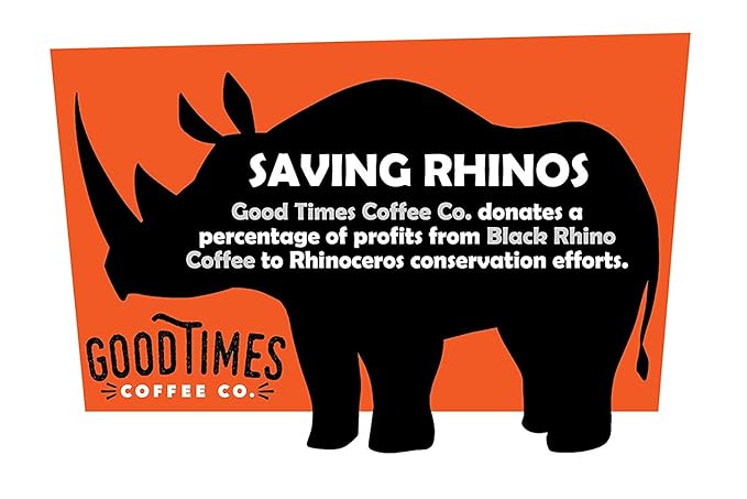 Good Times Coffee Company Black Rhino Espresso Roast Coffee Single Serve Pods Dark Roast Fine Grind 36 Count