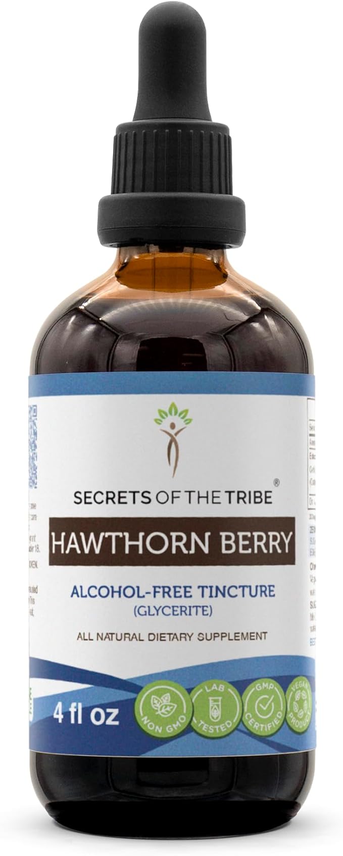 Secrets of the Tribe Hawthorn Berry Tincture Alcohol-Free Extract Hawthorn Berry (Crataegus spp.) Dried Berry 4 oz