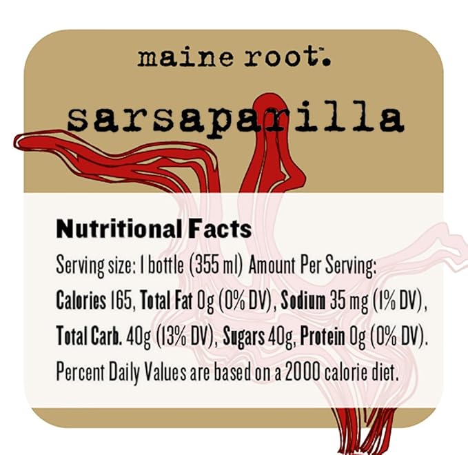 Maine Root Soda - Fair Trade Craft Soda in Glass Bottles (Sarsparilla 12 Pack)