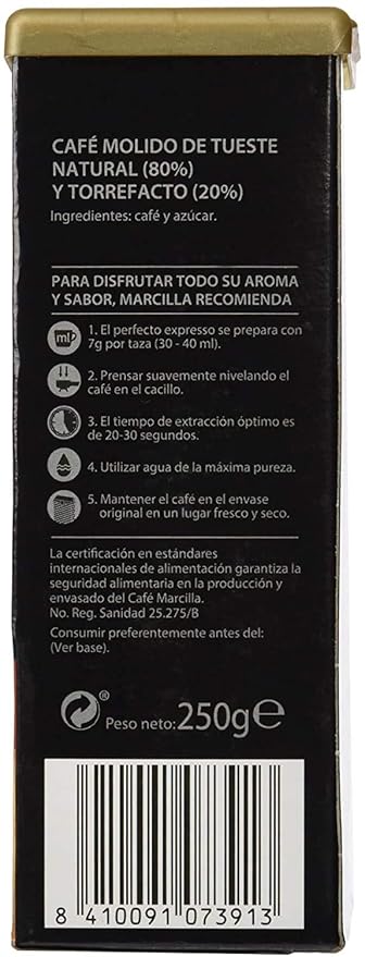 Marcilla Creme Express Mezcla (Mixed) Ground Coffee 250gr. Pack of 3 Units