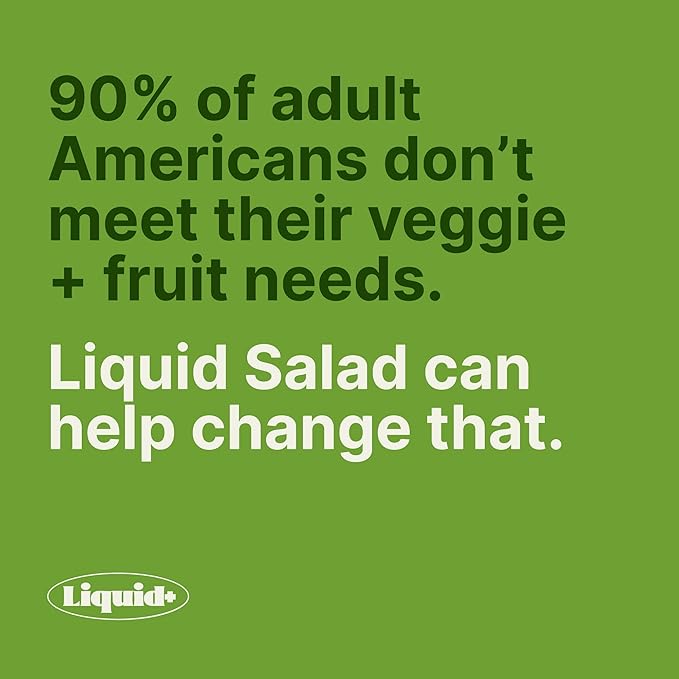 Liquid Salad High Fiber Veggie Pouches by Liquid Plus Convenient Greens Smoothie with Prebiotic Fiber Superfoods Veggies and Fruits Healthy Vegan and Gluten Free Snacks with 15 Vitamins &amp Mine
