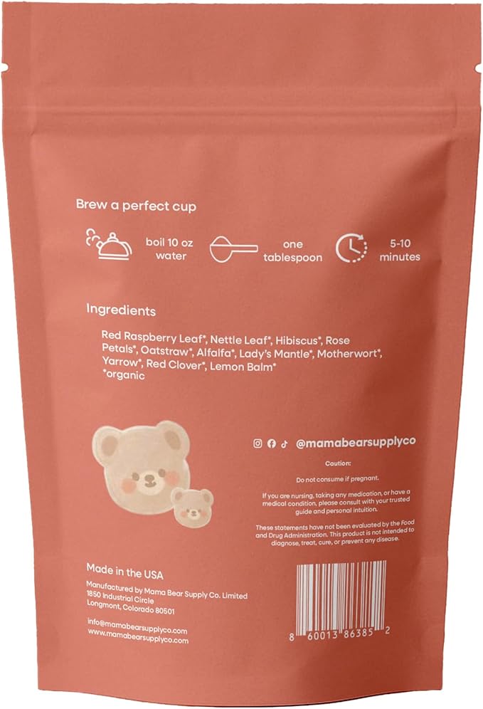 Womb Embrace Organic Herbal Tea for Pregnancy Loss with Nettle Red Raspberry Leaf Lady's Mantle Hibiscus Rose Loose Leaf