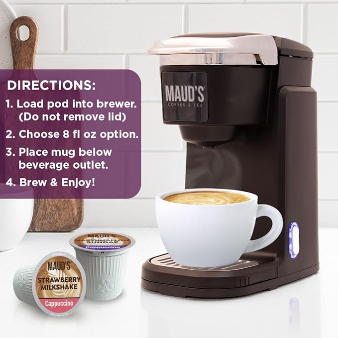 Maud's Cappuccino Coffee Pods Variety Pack 56 ct 8 Assorted Flavors Single Serve Pods – Compatible with Keurig K Cups Maker