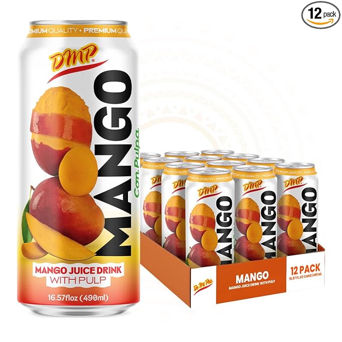 De Mi Pais Mango Juice Drink with Pulp – Refreshing Canned Juice with Real Mango Chunks Naturally Sweet Beverage Shake Well for Best Taste – 16.57 Fl Oz (12-Pack)