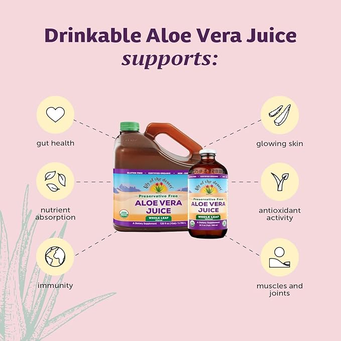 Lily of the Desert Aloe Vera Juice - Whole Leaf Filtered Aloe Vera Drink Non-GMO Aloe Juice with Natural Digestive Enzymes for Gut Health Stomach Relief Wellness Glowing Skin 32 Fl Oz (Pack of 2)