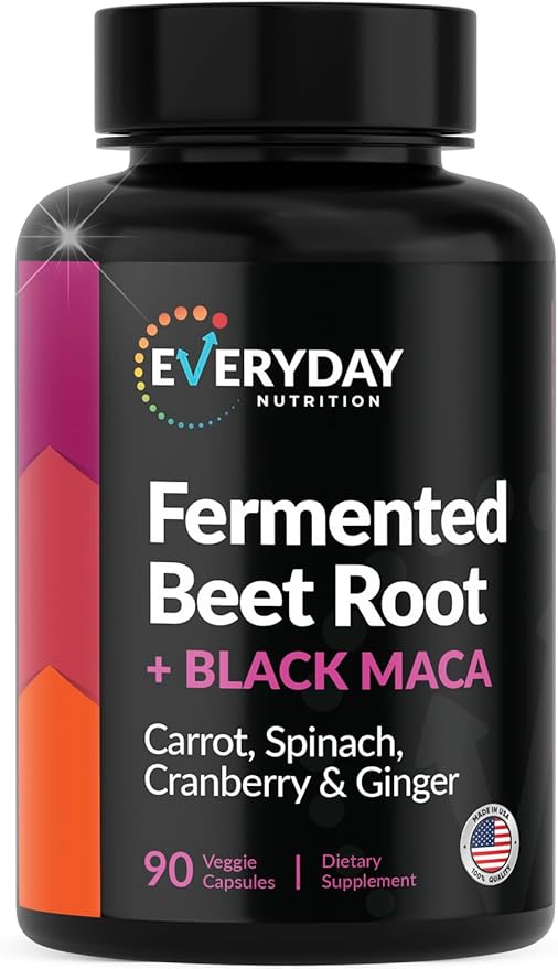Organic Fermented Beet Root Black Maca Carrot Spinach Cranberry Ginger |Enhanced Overall Health for Women &amp Men | Made in USA | 90 Veggie Capsules