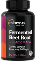 Organic Fermented Beet Root Black Maca Carrot Spinach Cranberry Ginger |Enhanced Overall Health for Women &amp Men | Made in USA | 90 Veggie Capsules