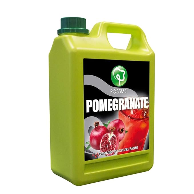 Possmei Pomegranate Flavored Syrup 5.5 Pound Plastic Jar 2 Pack