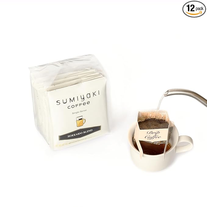 Japanese Single-Serve Pour-Over Coffee 12 Package Set - Serves 12Cups - Premium Japanese Sumiyaki Roasted Coffee
