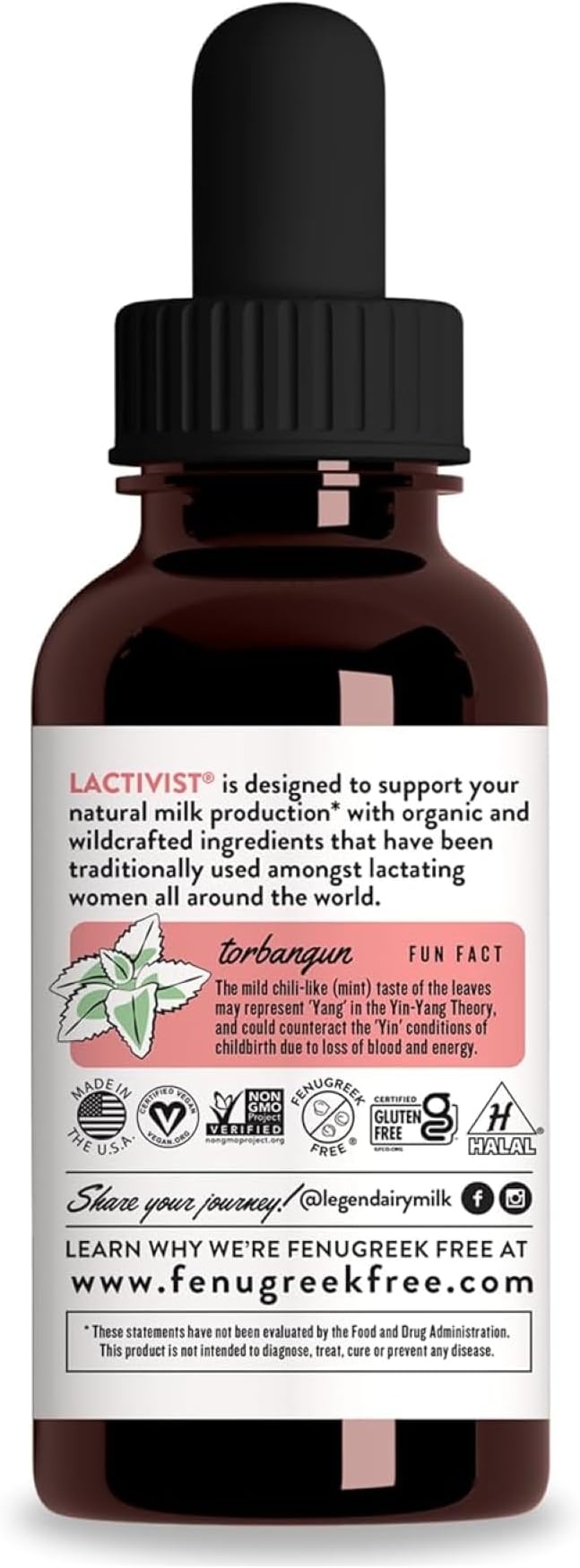 Legendairy Milk Lactivist Drops Breastfeeding Supplement to Increase Breast Milk Supply Organic Torbangun for Lactation Made in USA Alcohol Free 2 Fl Oz