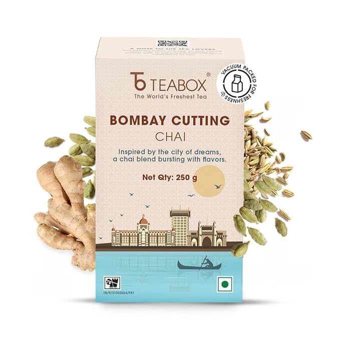 Teabox Bombay Cutting Chai | Inspired By The Bustling City | Blended With Natural Cardamom Ginger &amp Fennel 250 Grams