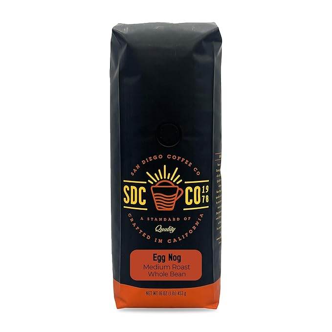 San Diego Coffee Egg Nog Medium Roast Whole Bean Coffee 16-Ounce Bag Café en grano tostado