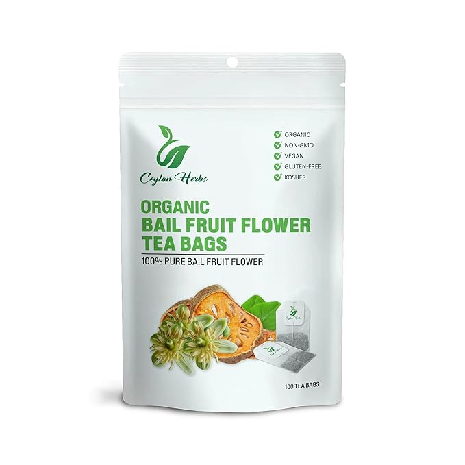 Bael Fruit Flower Tea Bags - 100% Pure Organic Wild-Crafted Herbal Tea for a Refreshing Fruity Brew