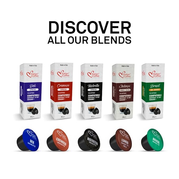 ITALIAN COFFEE FOR ESPRESSO LOVERS Italian Coffee Decaffeinated Espresso capsules compatible with Starbucks Verismo CBTL Caffitaly K-fee systems DEK (80 pods DEK DECAF blend)