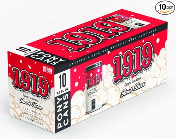 1919 Classic American Root Beer (10 Pack) 7.5 OZ Cans - Classic American Pop - Real Sugar Real Vanilla Caffeine Free - America’s Original Brewery Made Root Beer (7.5oz 10 Pack)