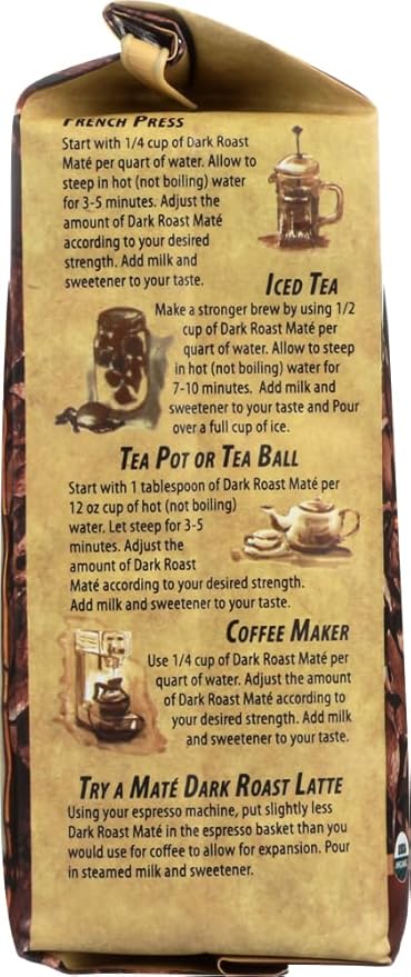 Certified Organic Yerba Mate - Dark Roast 12 oz. loose tea - (Pack of 3)