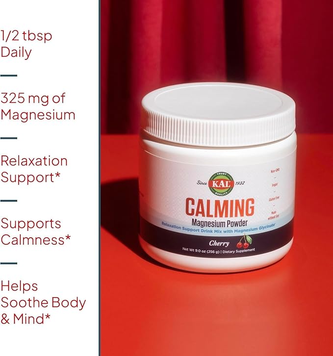 Dynamic Health Organic Tart Cherry and KAL Calming Magnesium Powder - Unsweetened 100% Juice Concentrate and Cherry Flavor Magnesium Supplement - 16 Servings 16oz and 40 Servings 9.5 OZ