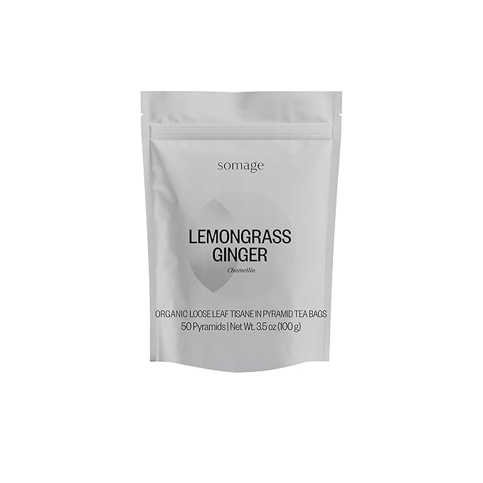 Chamellia Organic Lemongrass &amp Ginger Tea - 50 x Pyramid Tea Bags in a Pouch 3.5oz (100g) (No Camellia Sinensis Caffeine Free) Single unit