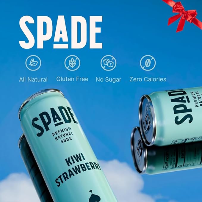 Spade Soda Kiwi Strawberry 12 Pack Premium All-Natural No Sugar No Calories Electrolytes Magnesium Potassium Healthy Non GMO Sweet Quality Stevia No Artificial Sweeteners Great Taste Bold T