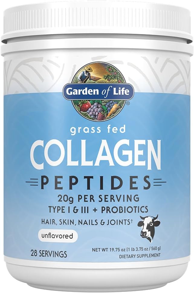 Garden of Life Grass Fed Collagen Peptides Powder Unflavored Collagen Powder for Women Men Hair Skin Nails Joints Hydrolyzed Collagen Protein Supplements Collagen for Women &amp Men 28 Servings