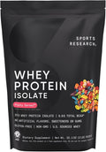 Sports Research® 100% Whey Protein Isolate Fruity Cereal - U.S. Sourced Protein Powder w/BCAAs - No Artificial Flavors or Gums- Informed Sport Tested · Gluten Free - 2lb Bulk Bag 25 Servings