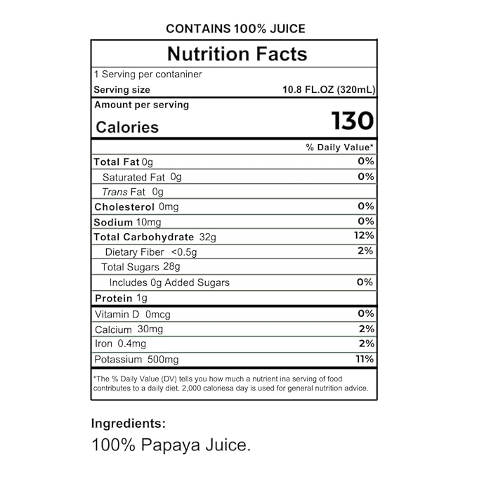 Namai 100% All Natural Pure Papaya Juice No Added Sugar No Preservatives Pack of 24
