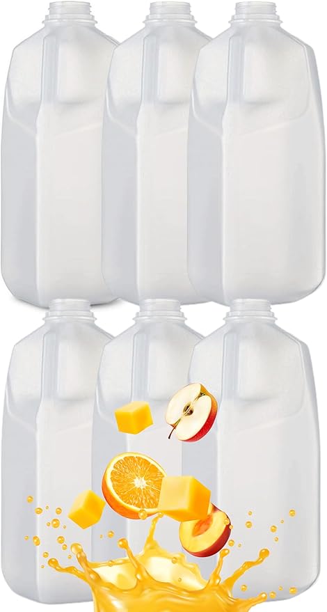 64 Oz Empty Juice Bottles (Pack Of 6 x 64 Oz Ea) With Black Tamper Evident Screw Caps – Great for Homemade Juices Milk Smoothies Tea and Other Beverages - Food Grade BPA Free
