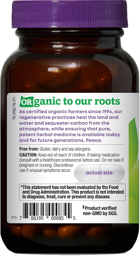 Oregon's Wild Harvest Certified Organic Milk Thistle Dandelion Capsules Liver Support Extract Standardized to 80% Silymarin 90 Count