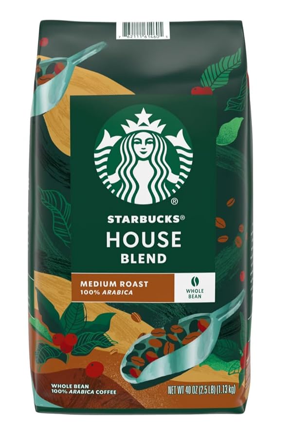 Starbucks House Blend Whole Bean Coffee (40 Ounce) (2 Pack) Brown