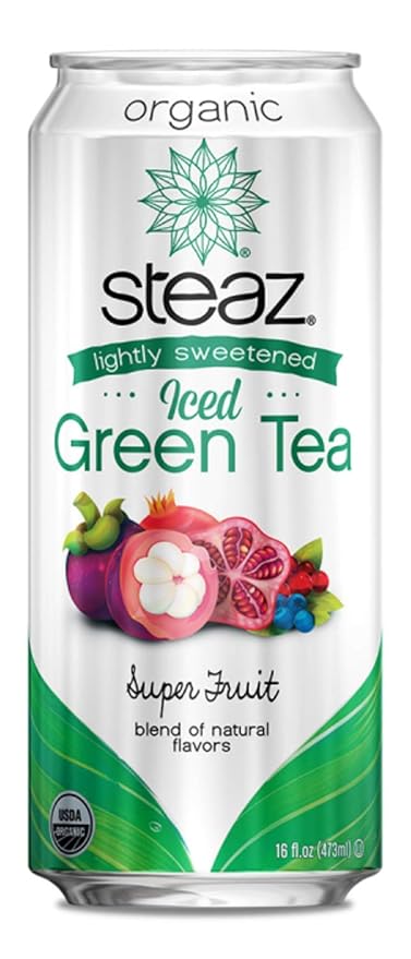 Steaz Lightly Sweetend Iced Green Tea 16 OZ (Super Fruit)