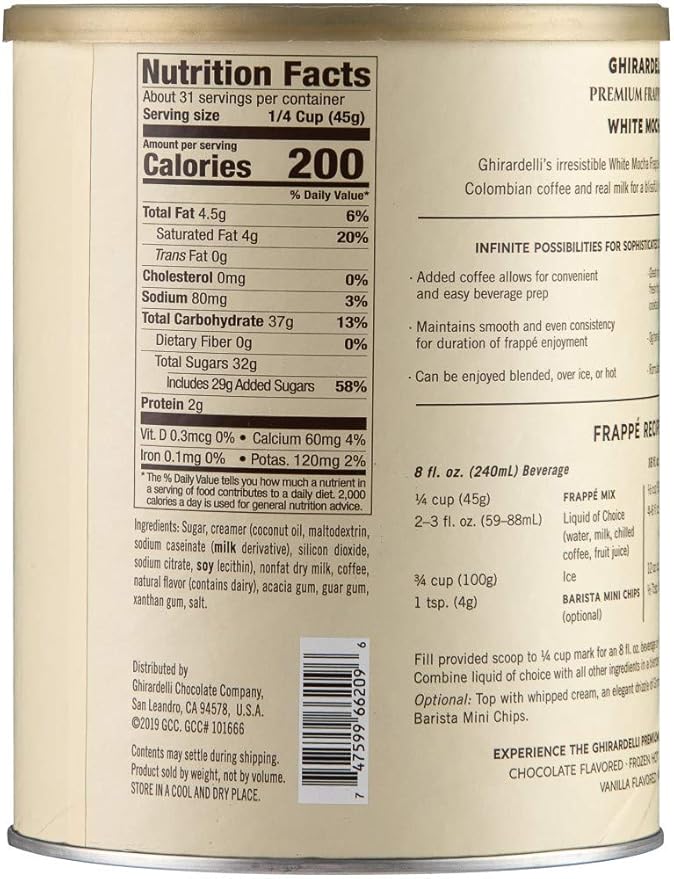 Ghirardelli Mix White Mocha Frappe 49.92 oz(Pack of 1)