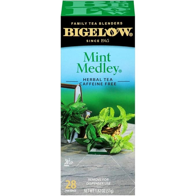 Bigelow Mint Medley Herbal Tea Bags 28-Count Box (Pack of 3) Mint Tea Bags Peppermint &amp Spearmint Herbal Tea All Natural Gluten Free