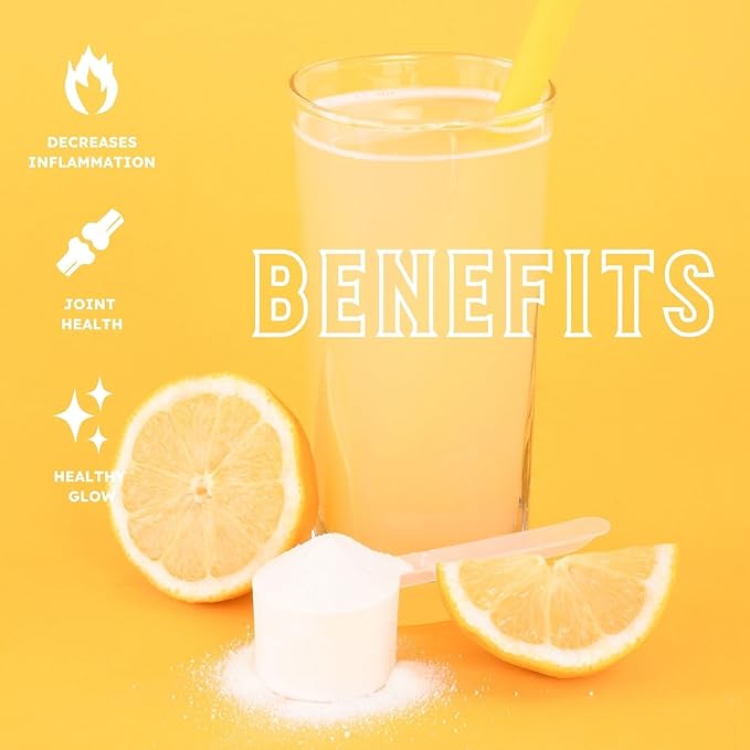 Earth Fed Muscle Lemonade Collagen Powder – Grass Fed Hydrolyzed Collagen for Women &amp Men - Healthy Bones Skin &amp Hair - Types 1 &amp 3 Collagen Powder 12g Per Serving 33 Servings