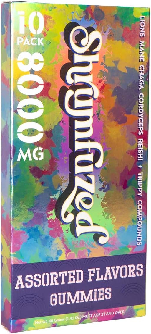 Shrumfuzed - Proprietary Nootropic Gummy 8000mg - Lion's Mane Reishi Chaga and Cordycep Nootropic Mushroom Blend (10 Assorted)