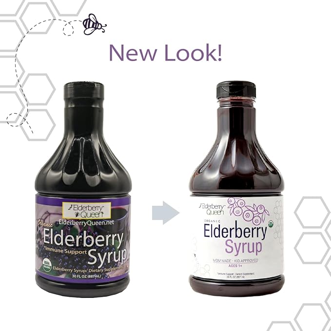Elderberry Queen Organic Elderberry Syrup 30 Fl Oz - Immune Support Formula with Sambucus Black Elderberry &amp Aronia Berry - Pure Natural Certified Organic Elderberry Syrup for Kids and Adults