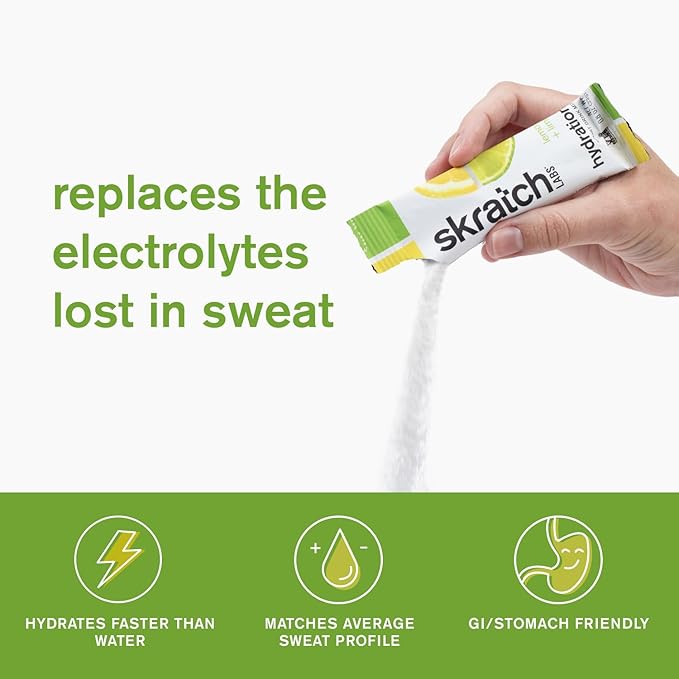 Skratch Labs Hydration Sports Drink Mix Packets – Real‑Fruit Electrolyte Powder for Fast Hydration &amp Endurance | Lemon Lime | 20 Pack | Vegan Non‑GMO Clean Ingredients