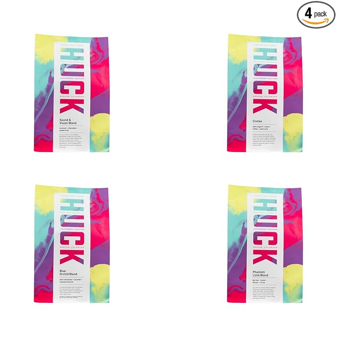 Bean Box Coffee Sampler - Roasted by Huck 4-Pack Freshly Ground Coffee Gourmet Coffee