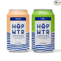 HOP WTR Sparkling Hop Water Peach 6 Pack Lime 6 Pack Sugar Free Low Carb Non Alcoholic Drinks NA Beer Adaptogen Drink No Calories Adaptogens &amp Nootropics for Added Benefits 12 oz Cans