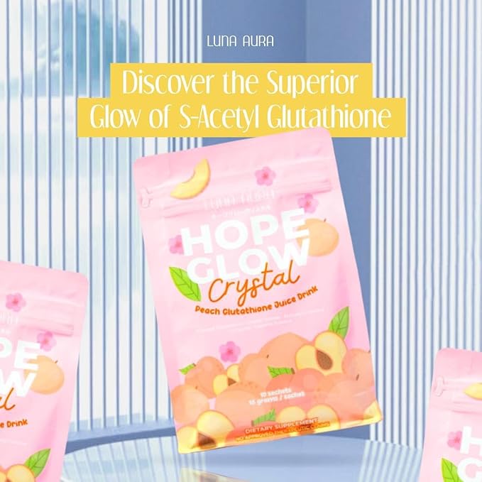 10 Sachets Luna Aura Hope Glow Crystal Peach Glutathione Juice Drink