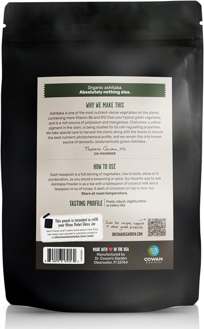 Dr. Cowan's Garden Ashitaba Powder – Premium Sun-Dried Ashitaba Leaves – Small-Batch Herbal Superfood – Pure Ashitaba Powder for Daily Vitality Digestion Support (20 Servings)