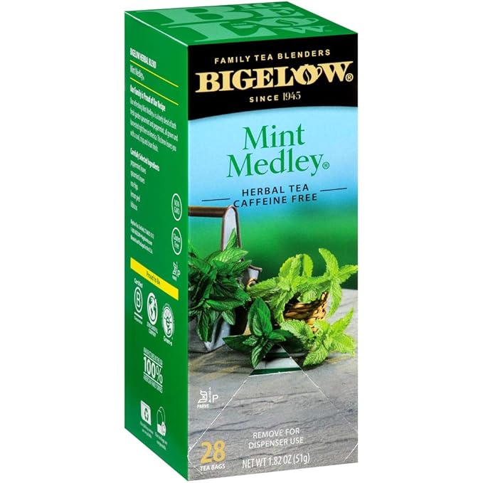 Bigelow Mint Medley Herbal Tea Bags 28-Count Box (Pack of 3) Mint Tea Bags Peppermint &amp Spearmint Herbal Tea All Natural Gluten Free