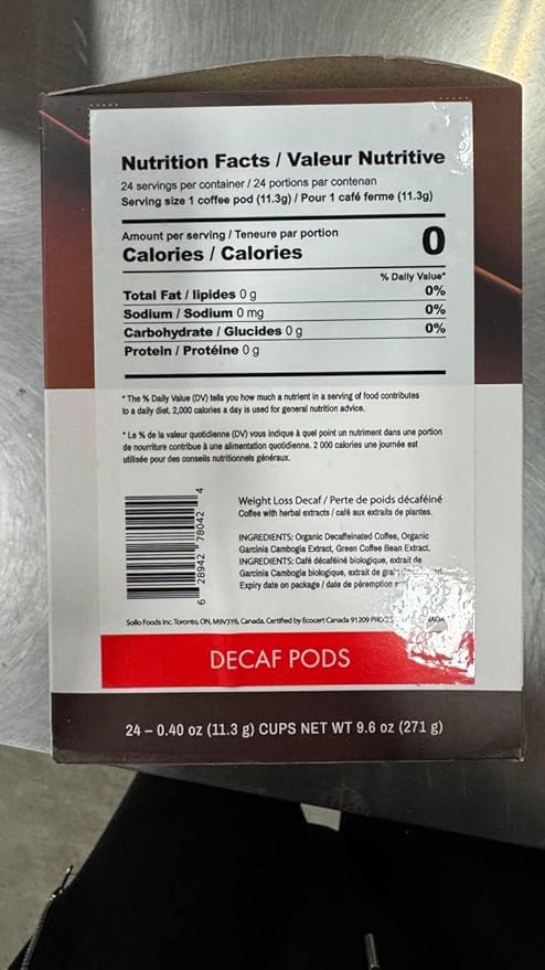 SOLLO Slim Decafenated Coffee Pods Diet Support Weight Loss with Garcinia Vitamins and Green Coffee Bean Extract Compatible w/Keurig K-Cup Brewers Decaf 24 ct
