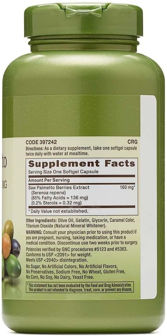 GNC Herbal Saw Palmetto Extract 160mg Supplement 200 Servings