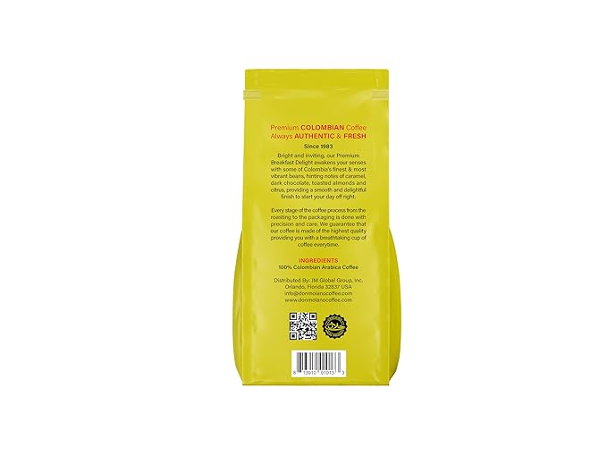 Don Molano Coffee Breakfast Delight Morning Brew Ground Coffee Medium Blonde Roast 16oz - Premium Colombian Coffee Halal Certified – Awakens your senses with some of Colombia’s finest and most vibran